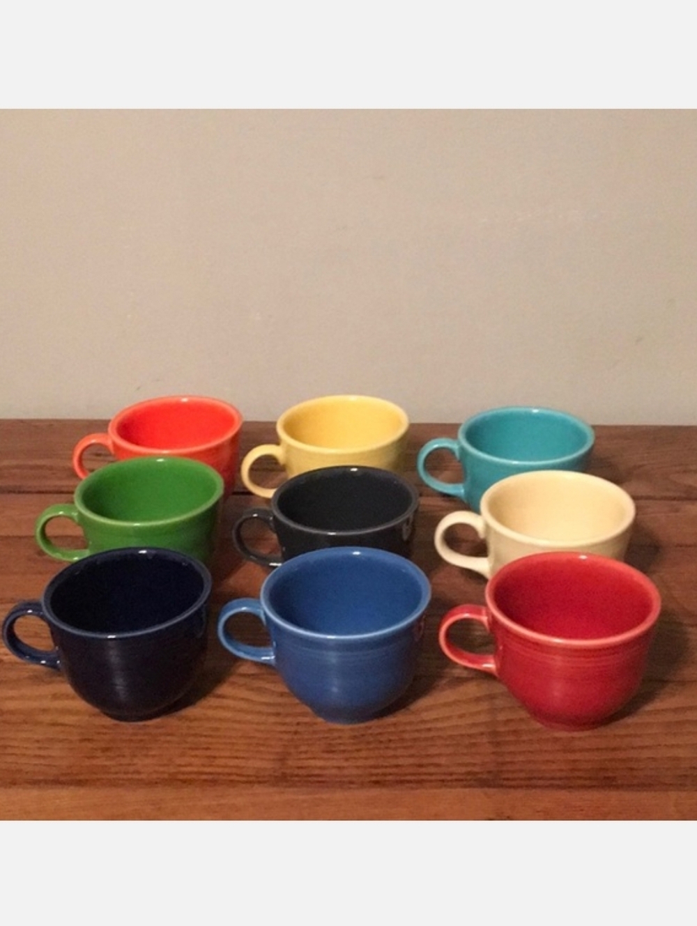 9 FIESTA Coffee Cups Only NWOT No Saucers 1950's Kitchen Mugs Primary Colors